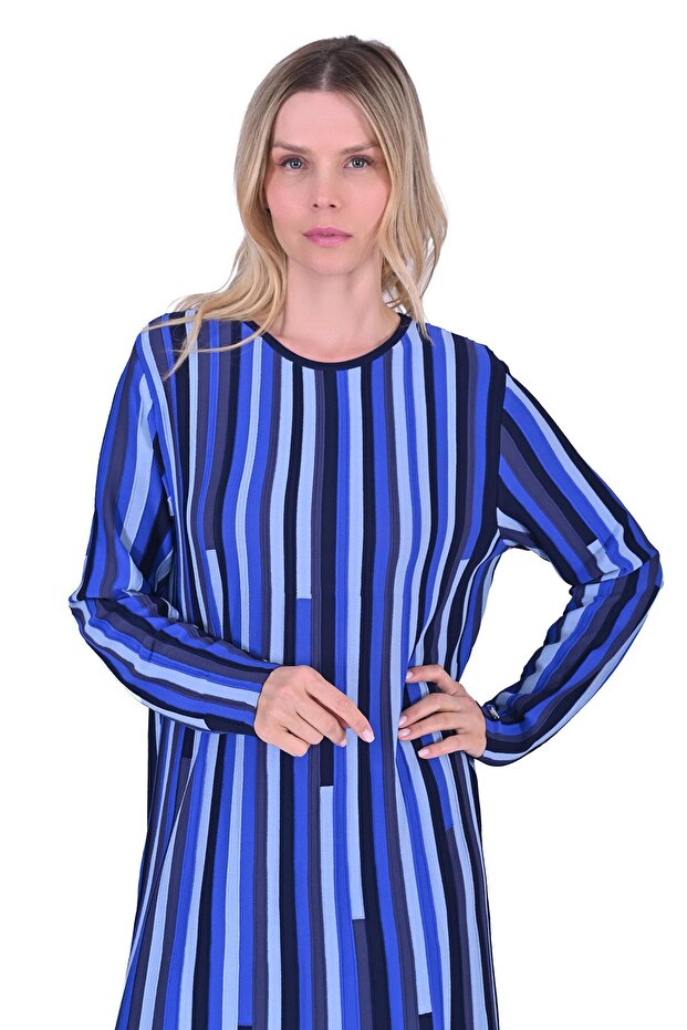 Piano Knitwear Dress Dark Blue