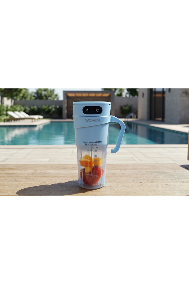 Şarjlı Taşınabilir Sporcu Blender Smoothie Blender 470 ml Kapasiteli-Buz Kırıcı -Kişisel Blender - 9