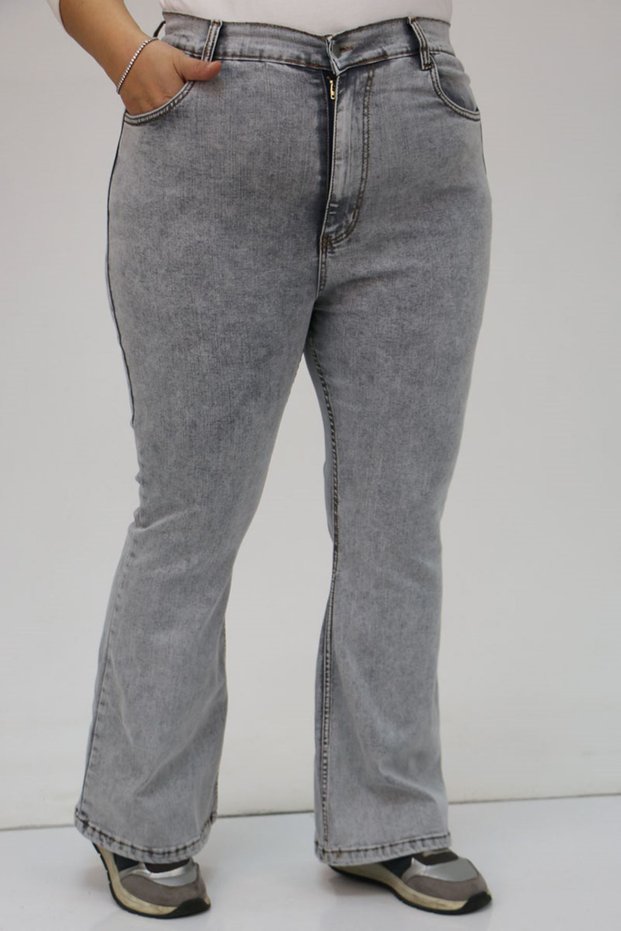 F-9110-9 Plus Size Spanish Leg Jeans - Gray