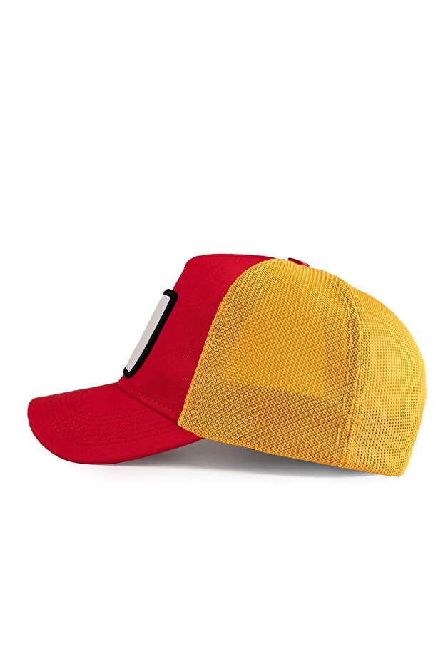 Aslan Logolu Kırmızı-Sarı Trucker Şapka - 5