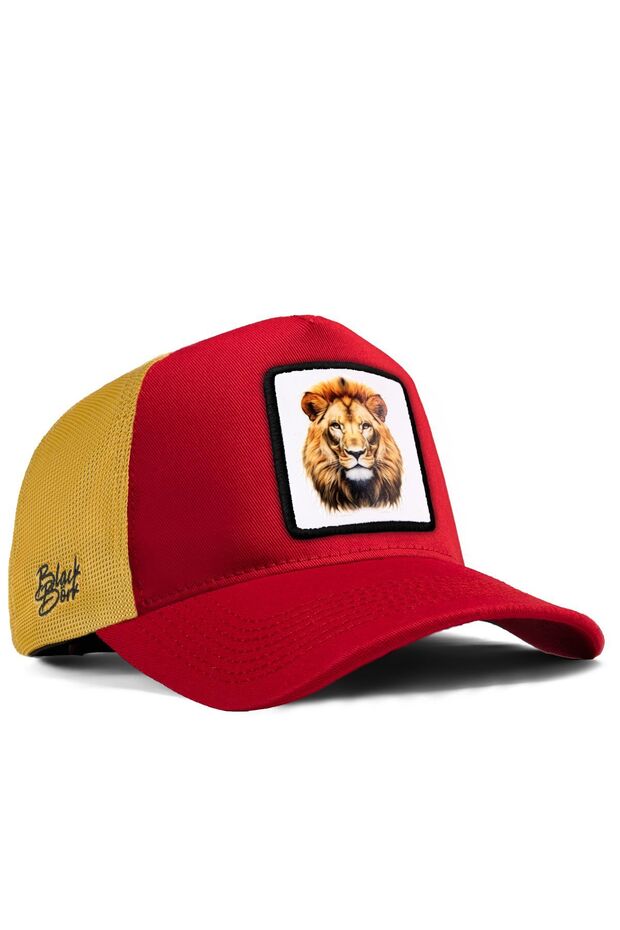 Aslan Logolu Kırmızı-Sarı Trucker Şapka - 1