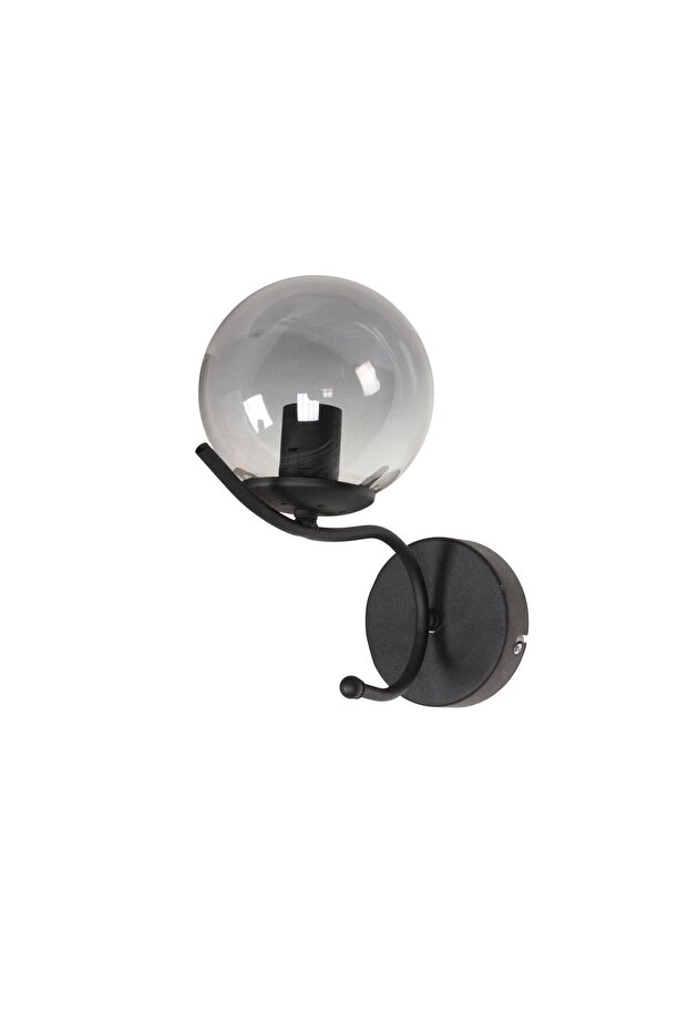 MERLA Siyah Metal Tekli Füme Cam Pilli Aplik-Minimalist Duvar Lambası-Modern Duvar Aydınlatma - 2