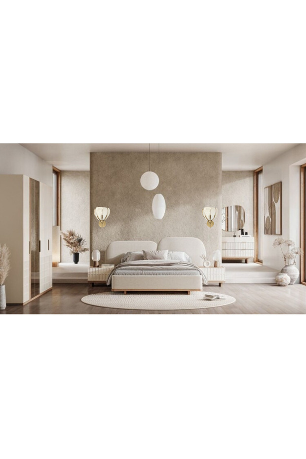 Lotus Model Dekoratif Pilli Duvar Apliği -Eskitme Çerçeveli Kumaş Kaplama- Modern Aydınlatma - 1