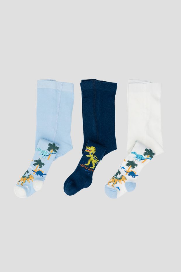 3 Pairs of Dinosaur Patterned Cotton Baby Boy and Children's Pantyhose