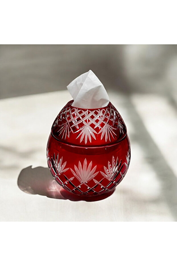 Crystal Glass Napkin Holder Large Size Red Christmas Tableware Decor