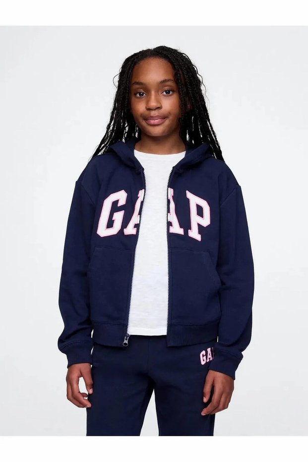 Girl's Navy Blue V-Frch ft Logo Fz Sweatshirt 746744002-Navy Blue