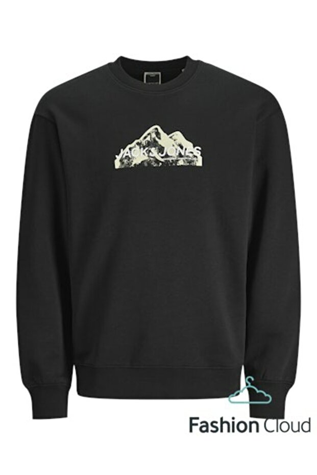 Men's Black Jcomountain Logo Sweat Crew Neck Sweatshirt 12262094-Black