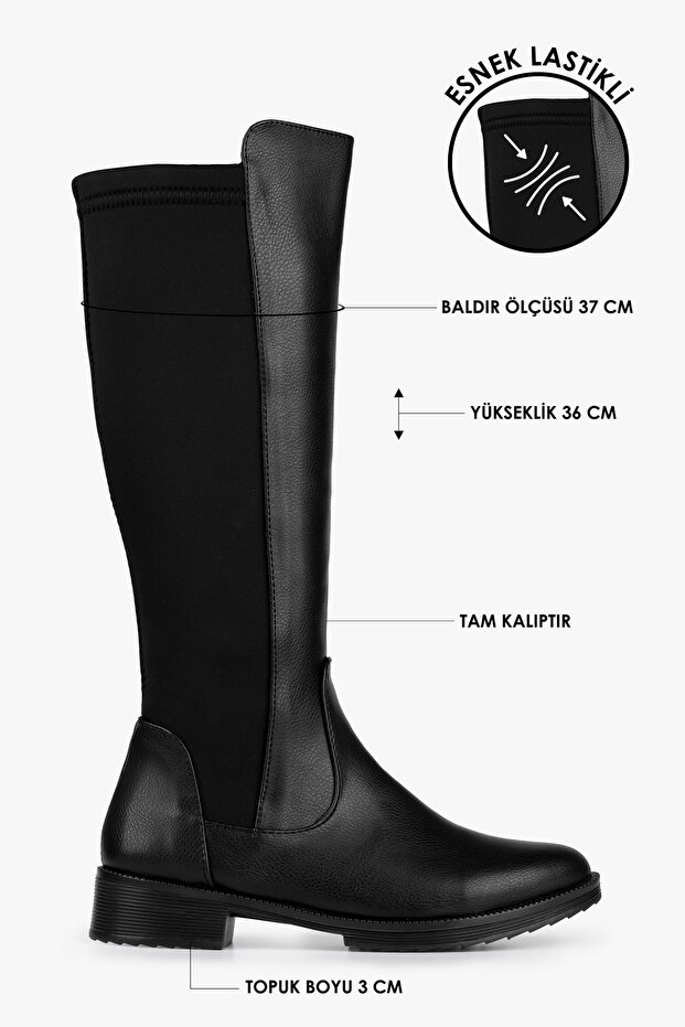 Női Justine fekete bőr cipzáras csizma fekete bőr - 1