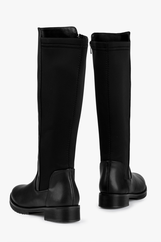 Női Justine fekete bőr cipzáras csizma fekete bőr - 4