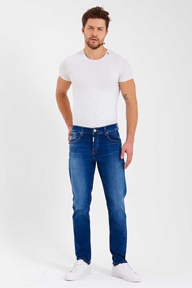 Erkek Mavi Darrell X Javed Undamaged Wash Jean 01009505461444753961-Std - 1