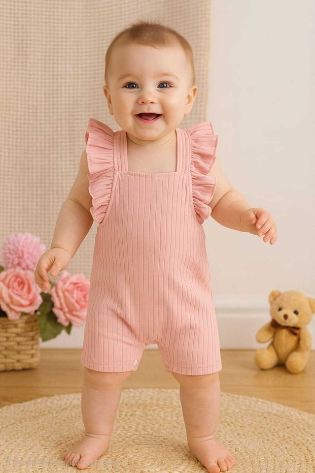 Baby Girl Summer Jumpsuit with Back Detail 100% Cotton