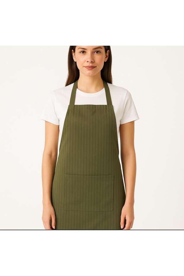 Unisex Kitchen Apron Green Color Striped Chef Waiter Restaurant Apron