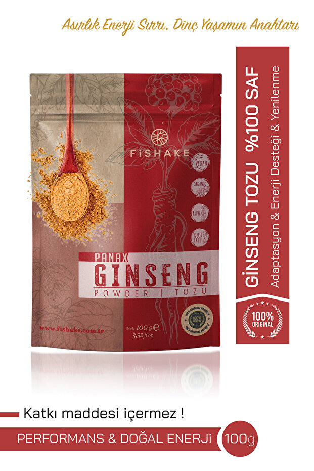 FiShake Panax Ginseng Tozu %100 Saf 100 Gr