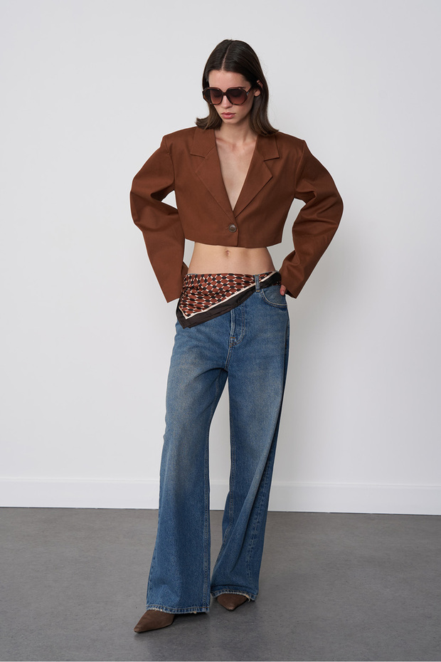 Balon Kol Crop Ceket - 1