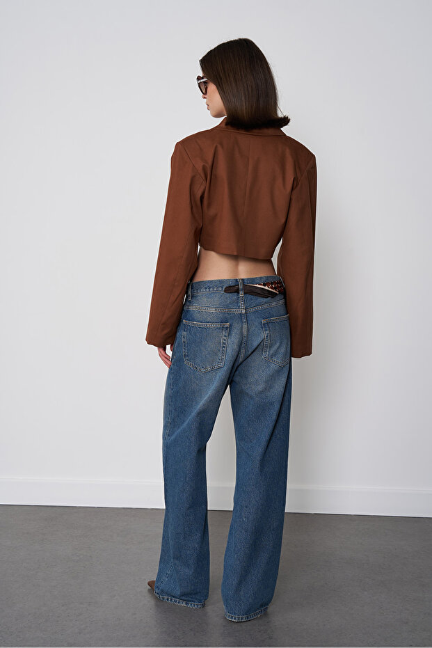 Balon Kol Crop Ceket - 5