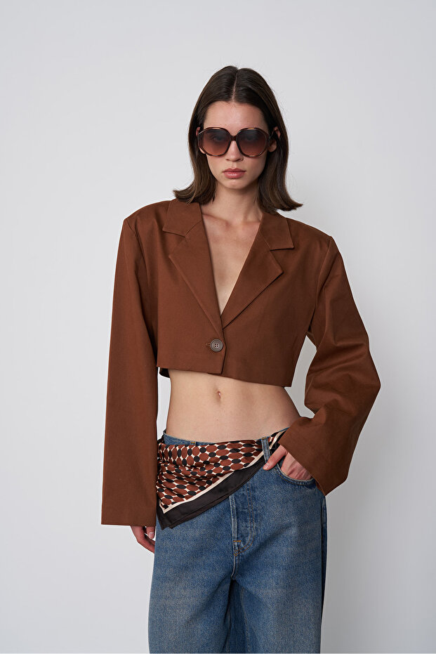 Balon Kol Crop Ceket - 3