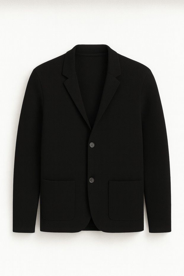 Black Men's Pocket Detailed Knitwear Jacket