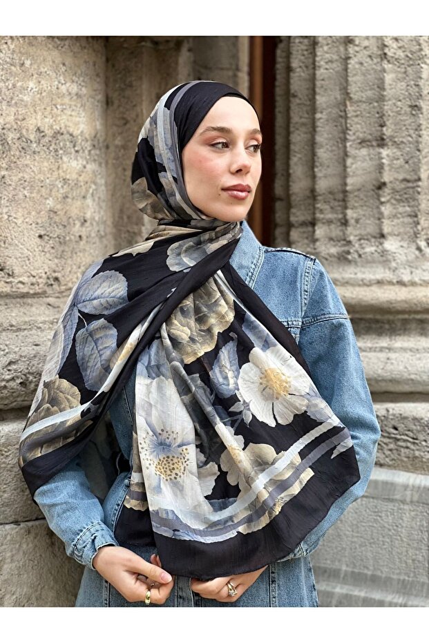 Gül Desen Bambu Şal - 4