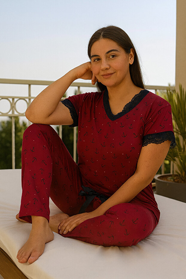 طقم بيجامة من الفيسكوز - 1