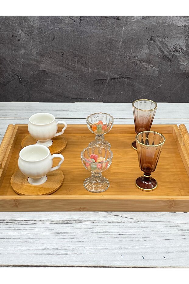 صينية تقديم مستطيلة كبيرة الحجم من الخيزران مقاس 38*26 سم - 2