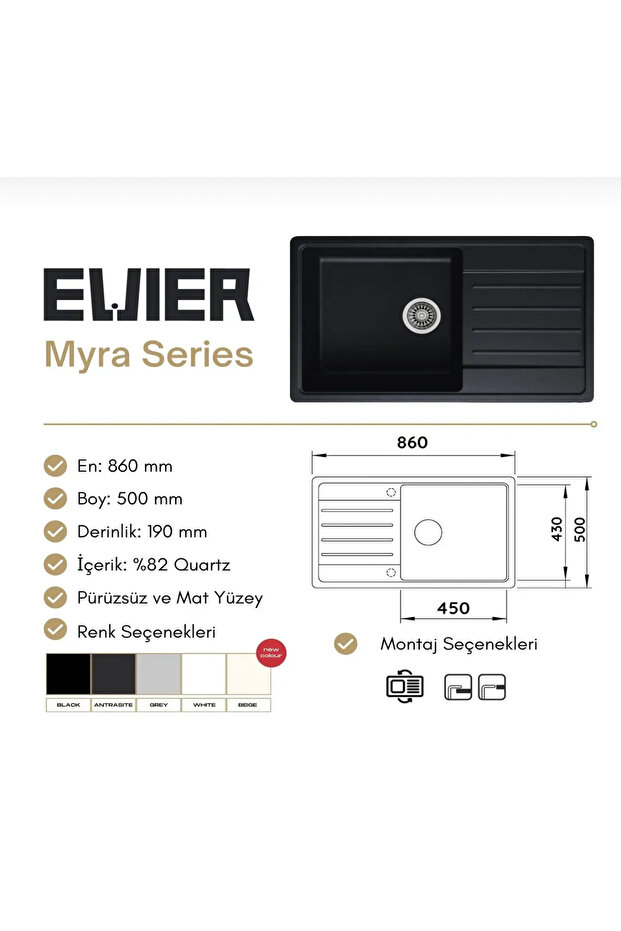 Granit Evye Myra Series Antrasite (ANTRASİT) - 3