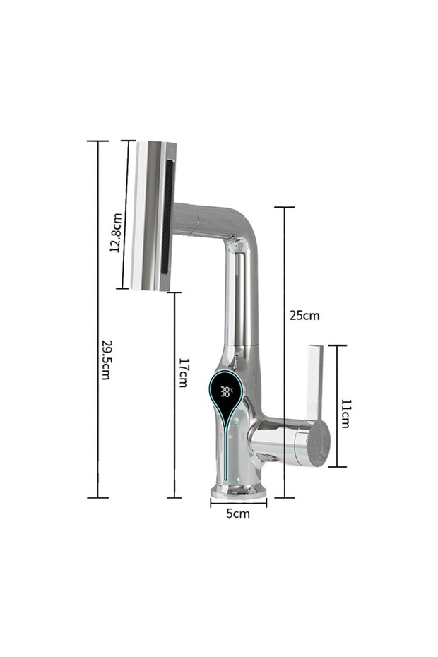 Smart Digital Temperature Led Display Bathroom Sink Faucet with Elevator 4 Functions Imported 7 Years Warranty - 4