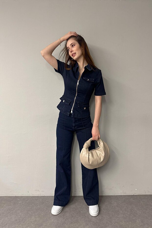 ÖN ÇİMALI KOT PANTOLON - 3