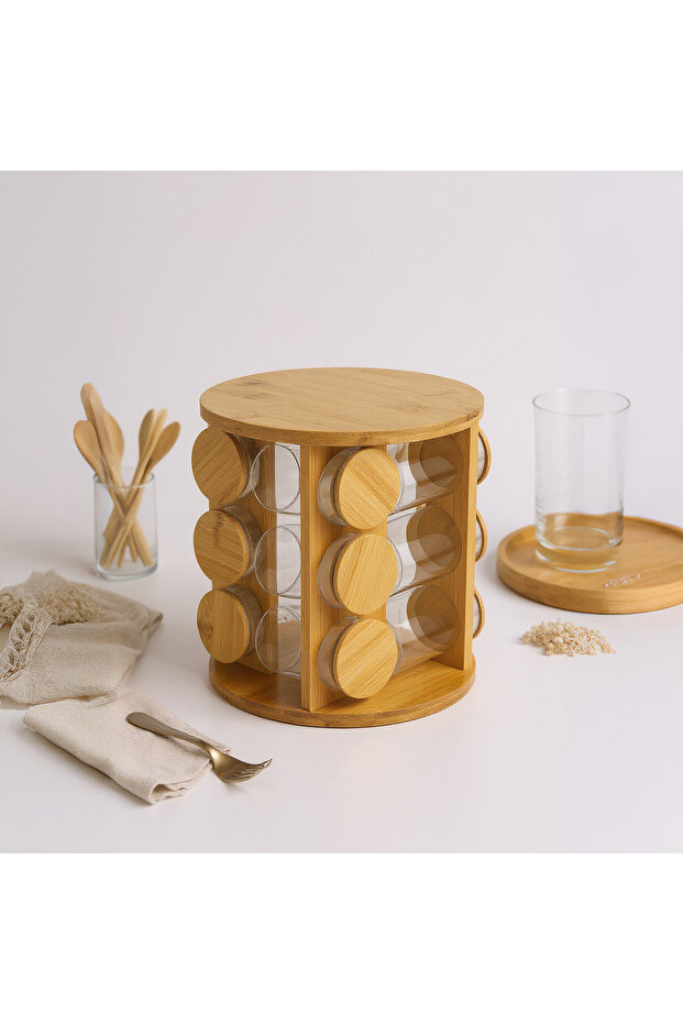 مجموعة أثينا المكونة من 12 وعاء توابل دوارة - 1