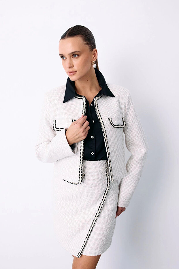 سترة قصيرة برقبة دائرية - 5