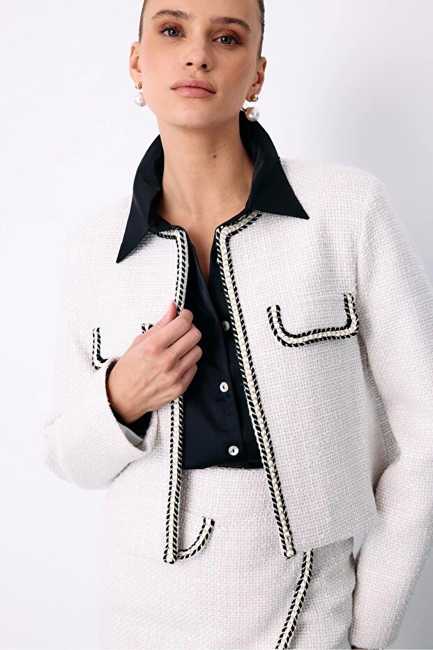 سترة قصيرة برقبة دائرية - 4