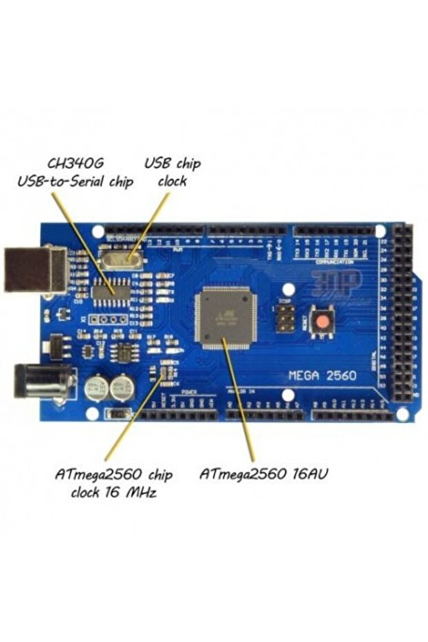 Arduino MEGA 2560 R3 Klon + USB Kablo - (USB Chip CH340) - 4