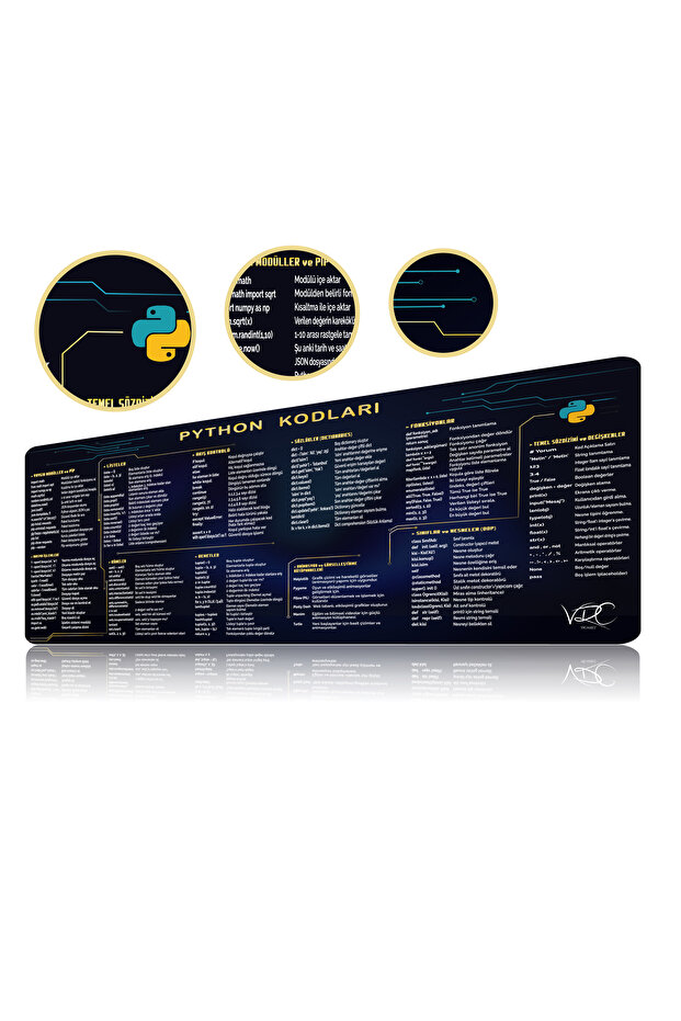 Python Kodları Mousepad 80x40Cm Kaymaz Kauçuk Taban - 1