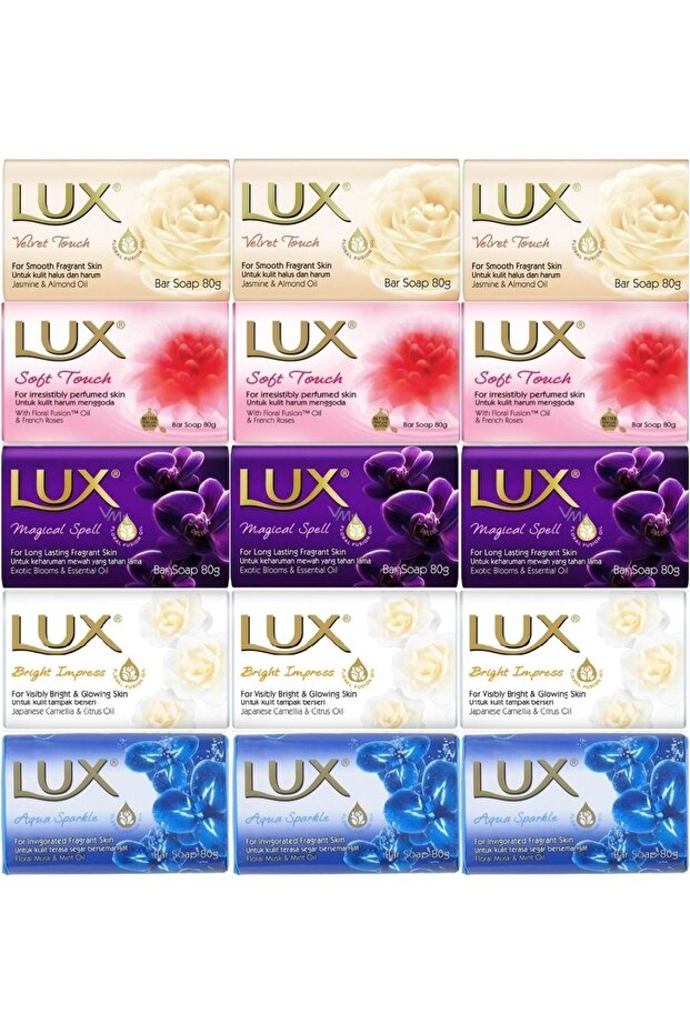 Soap 80Gr (Mixed Set of 15) Soft Touch/Velvet Touch/Magicial Spell/Aqua Sparke/Bright Impress