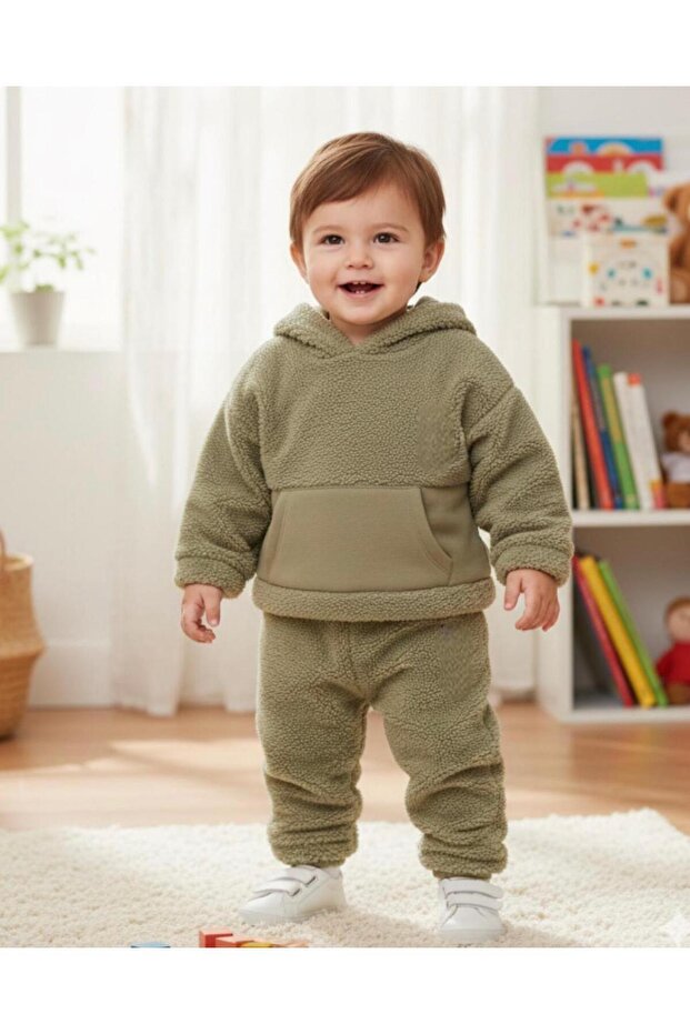 Boy's Polar Soft Fleece Hoodie Bottom-Up Set