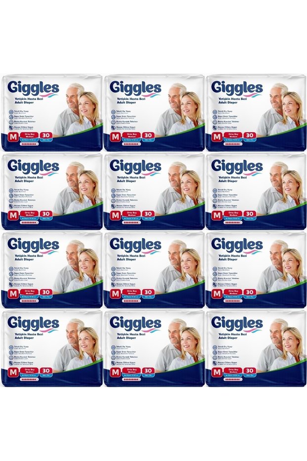 Patient Diapers Adult Textile Surface with Waistband Medium - Medium (m) 360 Pieces (12Pk*30)