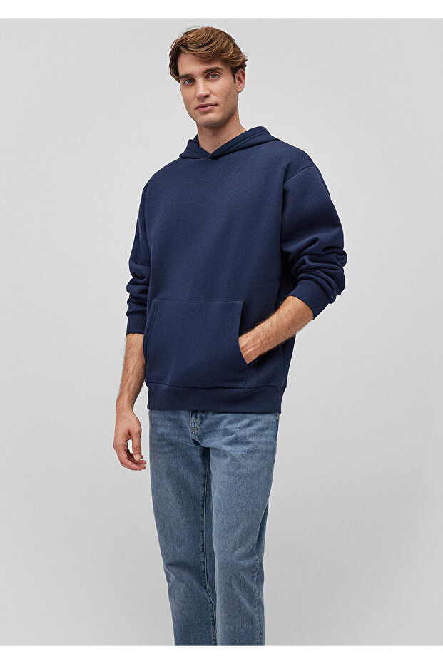 Kapüşonlu Lacivert Basic Sweatshirt 0S10275-70490 - 2