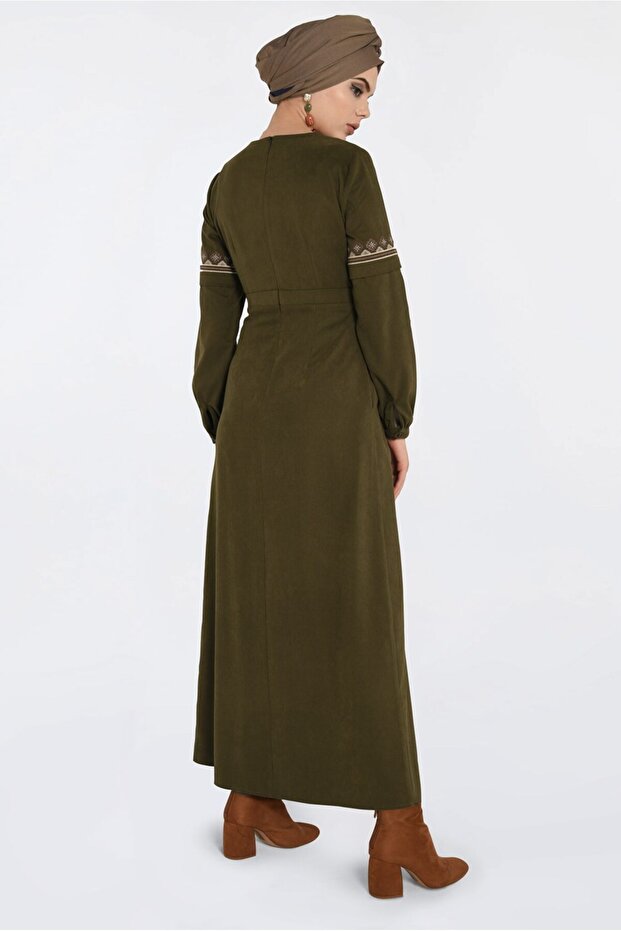 İŞLEMELİ SÜET ELBİSE 4766 - 4