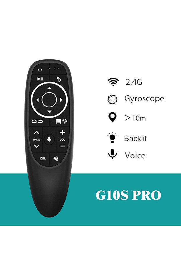جهاز التحكم عن بعد الصوتي العالمي G10S PRO MRSVI G10S PRO لاسلكي 2.4 جيجاهرتز، بإضاءة خلفية، وتعلم بالأشعة تحت الحمراء، وجيروسكوب