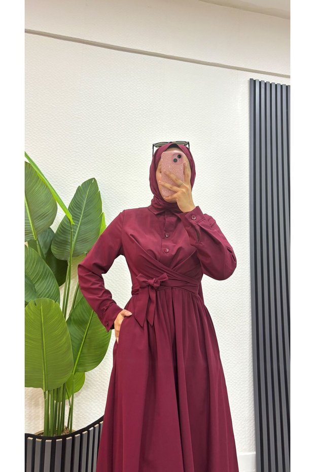 Button Front Dress with Self Belt 1150