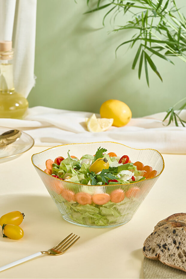Ekol Large Size Glass Salad Bowl - 21 cm