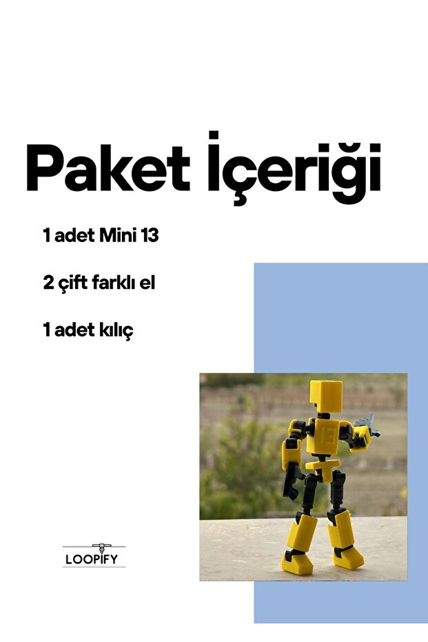 Mini 13 Aksiyon Figürü Robot Oyuncak 8cm Sarı - 2