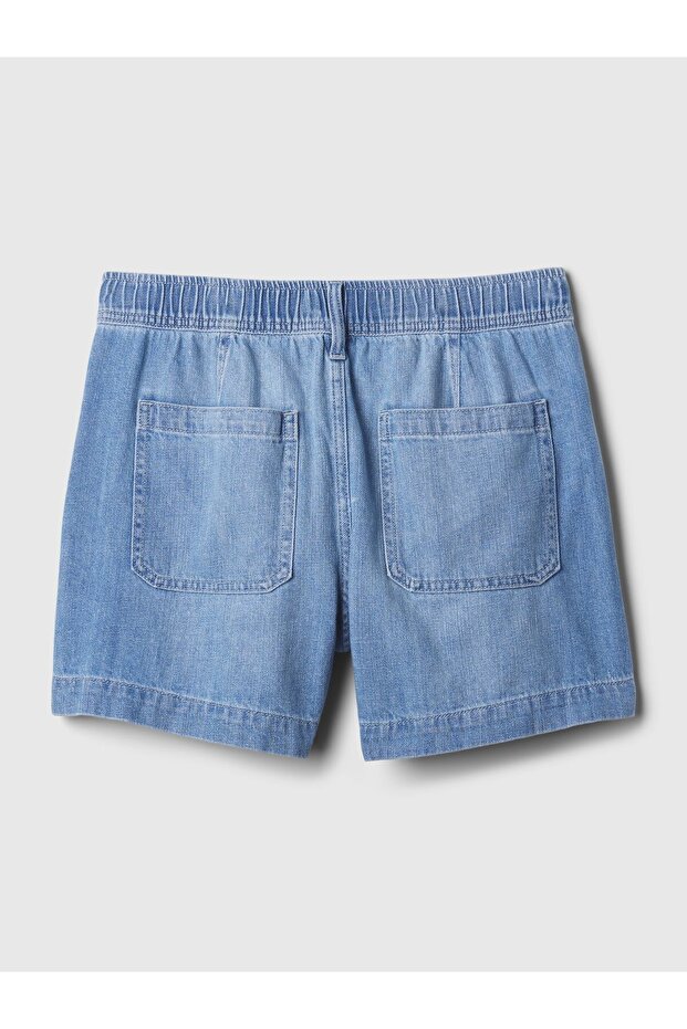 Kadın Mavi Easy Pull-On Denim Şort - 2