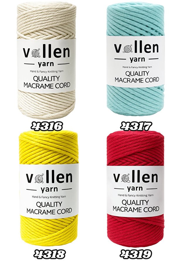 Taranan Makrome Ipi, 3mm Tek Büküm,makrome Örgü Ipi, Taranabilir Pamuk Makrome, Krem - 6