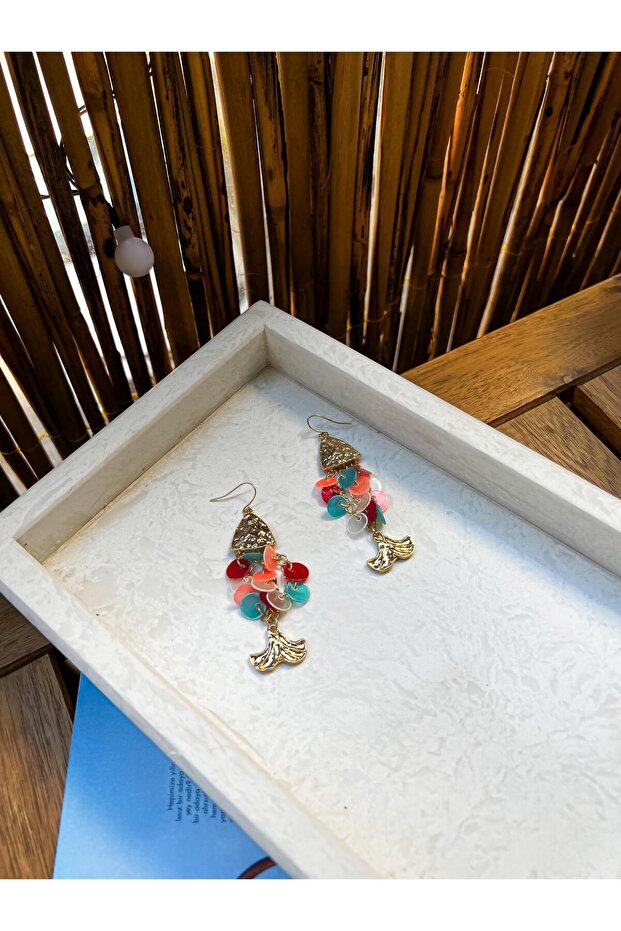 Sequin Dangle Fish Earrings - 4