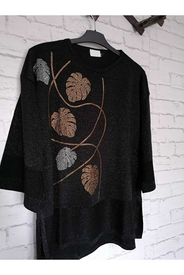 1st quality knitwear, shiny, three-quarter sleeve, relaxed fit, cotton sweater