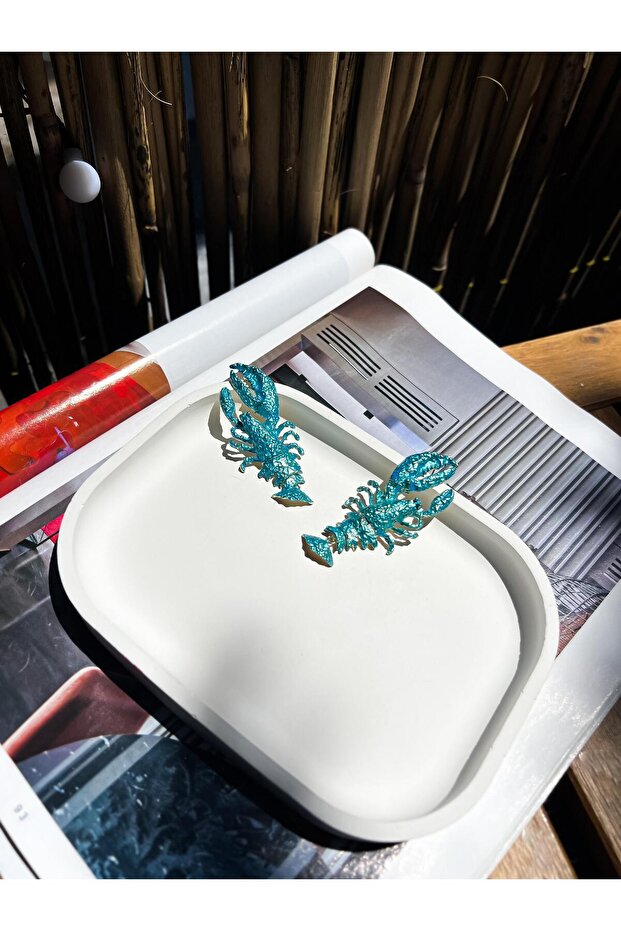 🦞 Taşlı Sedefli Istakoz / Akrep / Yengeç küpe - 3