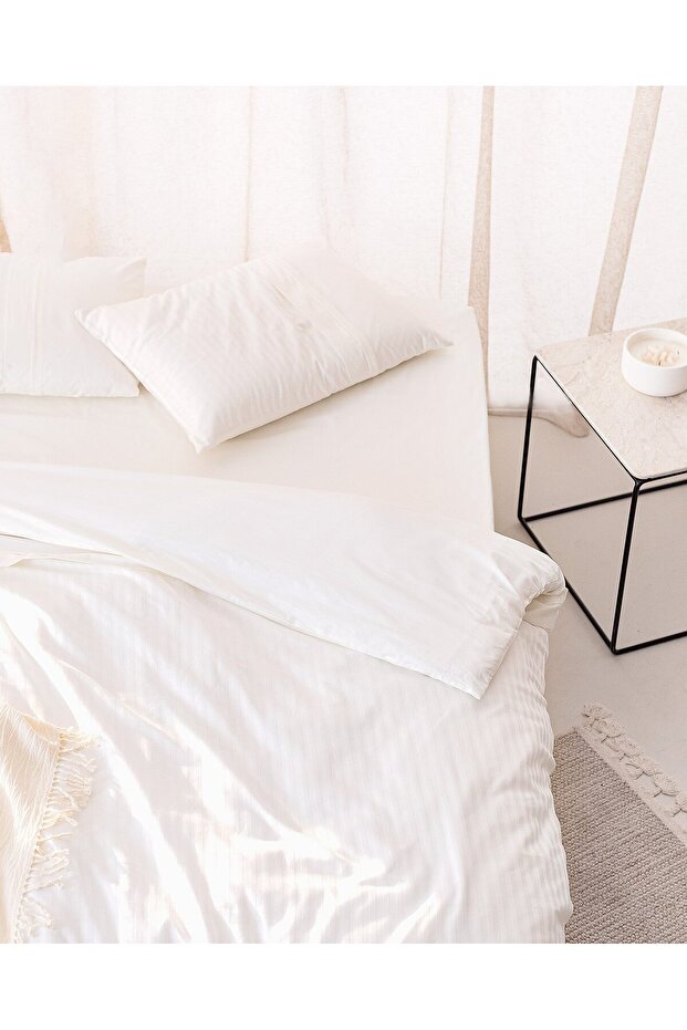 Adrien Einzelbettbezug-Set mit Streifen - Ecru - 4