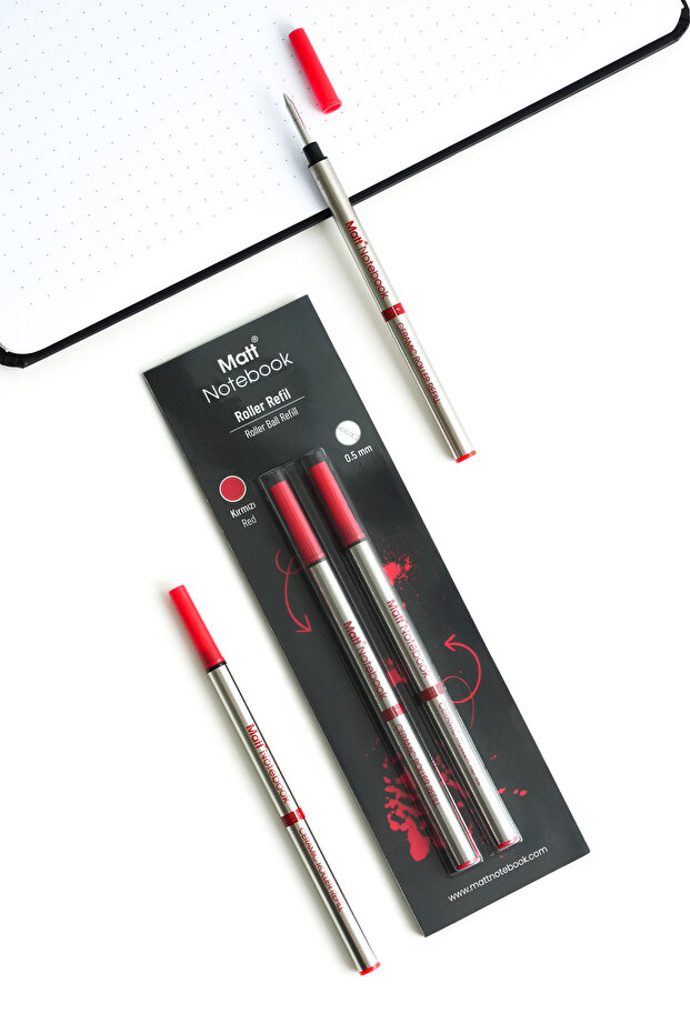 2'li Roller Kalem Refil Yedeği 0.5 mm Kırmızı R05 - 1