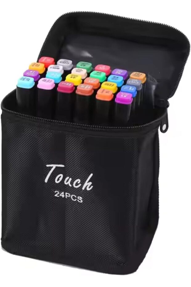 Dual Tip Art Markers with Carrying Case – Odorless & Non-Toxic Twin Head Permanent Colourin