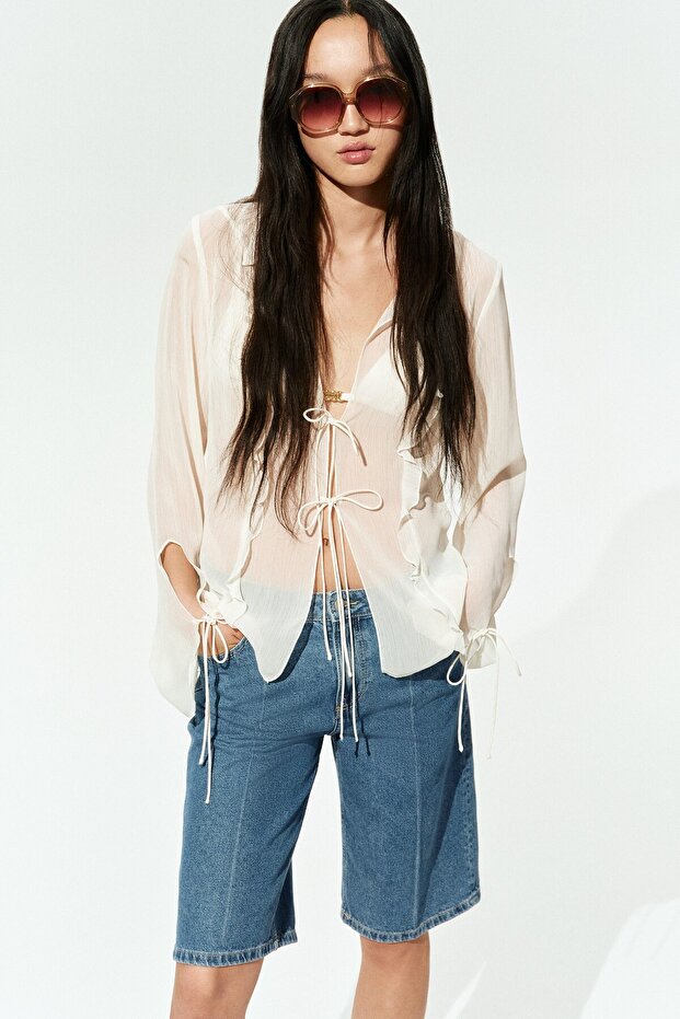 Bermuda Regular Kot Şort - 1